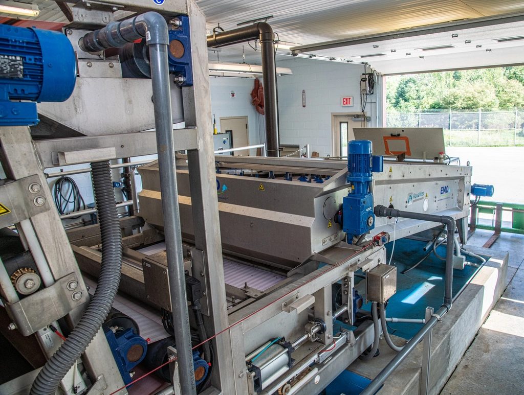 Equipment inside a wastewater treatment plant